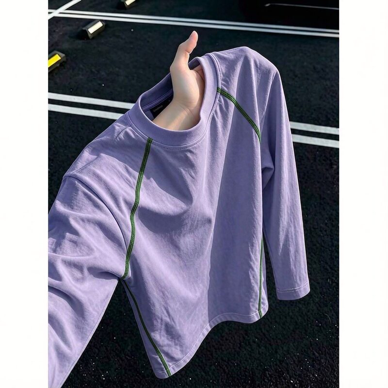 Purple Patchwork Quick-Drying Long-Sleeved T-Shirt for Men and Women, Summer Mountain-Style Running Sportswear, Outdoor Lightweight Breathable Cycling Clothing