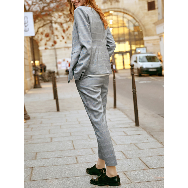 AMII Minimalist Anh Gió Grey xanh sọc ca rô quần nữ 2019 mùa xuân mới 100 Loose ống quần quần quần quần