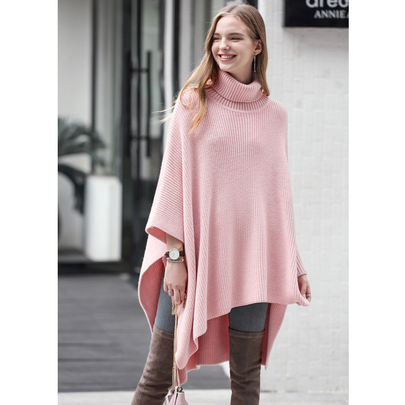 AMII giải phóng mặt bằng Minimalist Lazy Phong cách cao cổ dài áo len mùa xuân mới Cape Wind mở Loose-fitting dài áo len