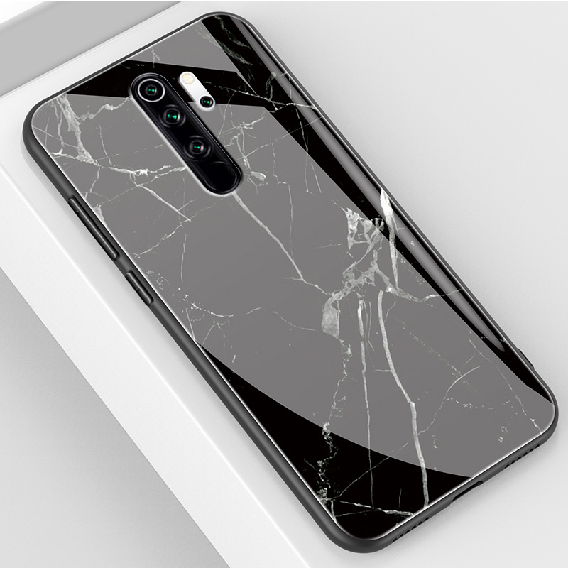 Red Rice Note8pro & Marble BlackRed rice note8 Mobile phone shell Redmi   note8 pro Glass Protective shell redmi   not8por All inclusive Fall prevention ultrathin noto8 Soft and hard silica gel millet Shell men and women originality personality tide