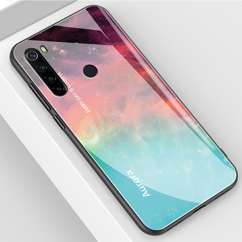 Red Rice Note8 & Aurora CloudRed rice note8 Mobile phone shell Redmi   note8 pro Glass Protective shell redmi   not8por All inclusive Fall prevention ultrathin noto8 Soft and hard silica gel millet Shell men and women originality personality tide