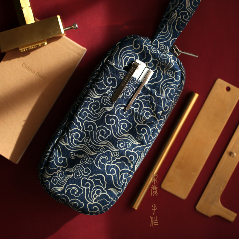 Lacquer Deer Original Suede Cloth Pull Necklace Pen Bag Multifunction Brief Large Capacity Art Pen Bag Men Junior College Student Stationery Bag