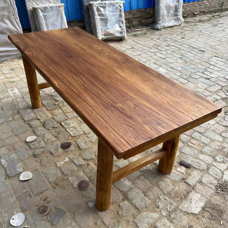 Old Elm Wood Table, Vintage Old Wood Board Tea Table, Natural Wood Zen Dining Table, Door Panel, Northern Solid Wood Bar Counter, Home Long Table and Chairs Old Elm Wood Table, Vintage Old Wood Board Tea Table, Natural Wood Zen Dining Table, Door Panel, Northern Solid Wood Bar Counter, Home Long Table and Chairs