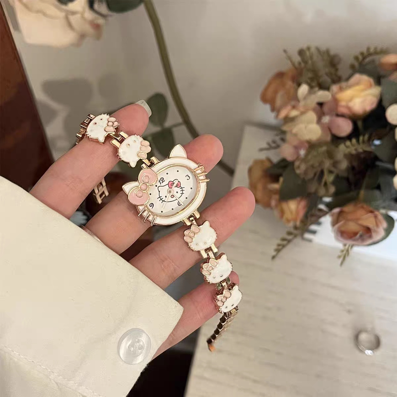 Kitty Cat Watch Chain-Style Friendship Accessory Watch Cute Kt Cat High-Value Student Party Silent Analog Watch Kitty Cat Watch Chain-Style Friendship Accessory Watch Cute Kt Cat High-Value Student Party Silent Analog Watch