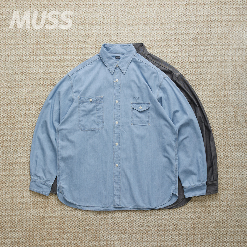 In Stock Nanamica Regular Chambray Shirt Rope-Dyed Chambray Vintage Casual Shirt