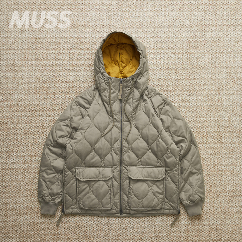 In Stock Taion Military W-Zip down Hoodie Vintage Quilted Hooded down Jacket