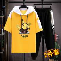 CUHK Childrens summer clothing short sleeves T-shirt suit 2021 new tide children Two sets of fat boys Korean version sportswear