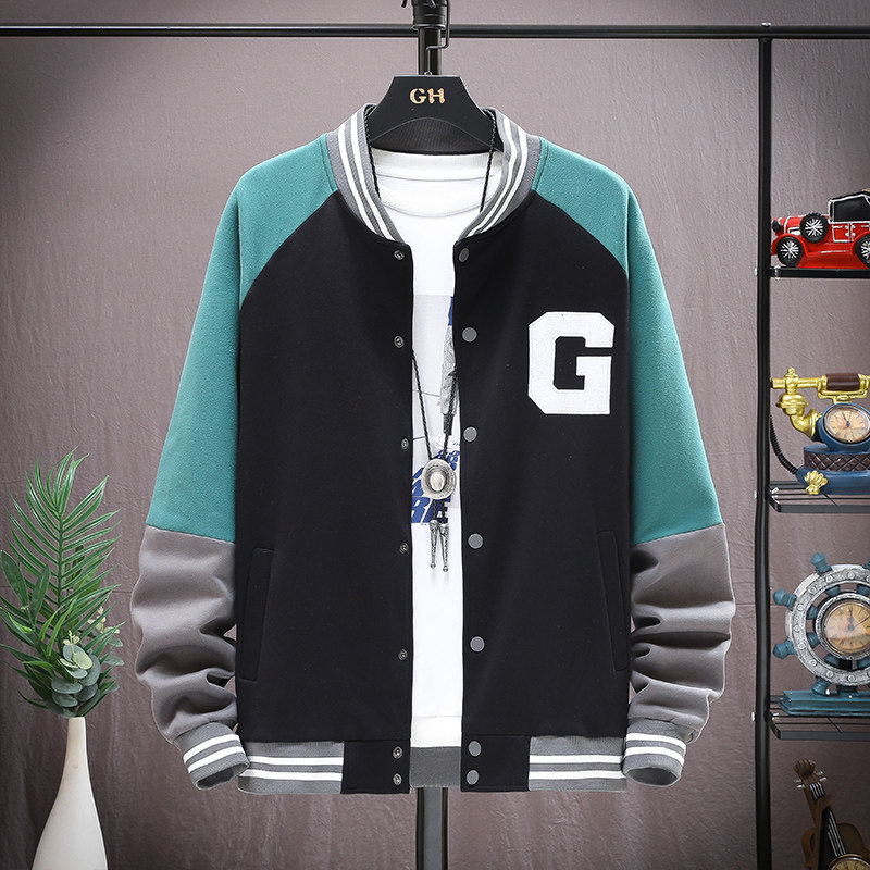 Boy jacket spring and autumn 2021 new 14 baseball uniform handsome 15-year-old boy 16 jacket trendy men's clothing
