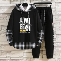 Spring and autumn hooded loose clothes Male 12-year-old 15 student trend male big boy suit 14 fat boy handsome clothes