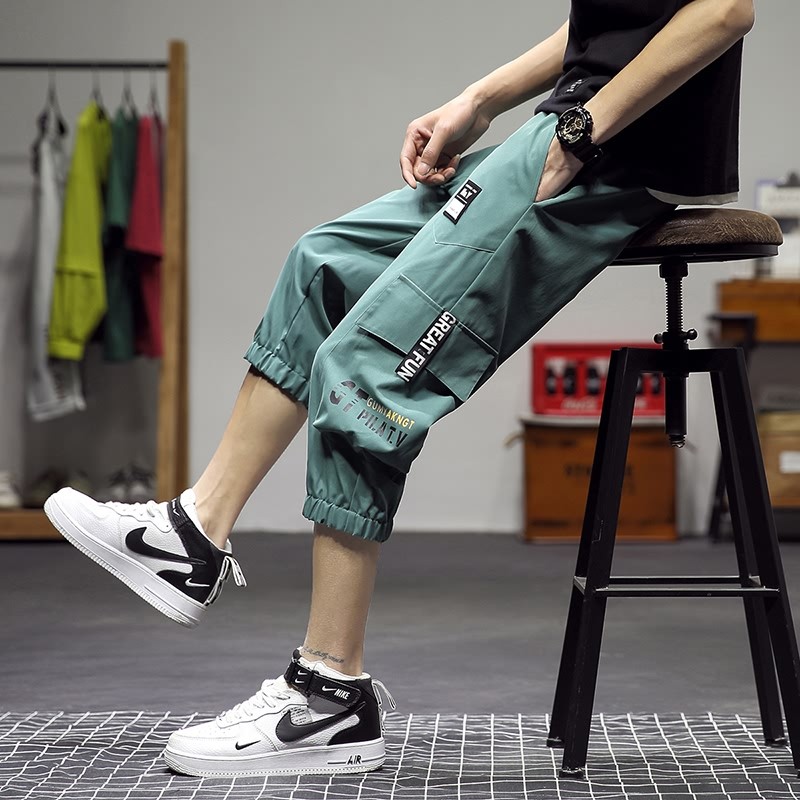 Fat Boy 13 summer casual pants male 12 summer dress 15 year old junior high school student 14 Han edition of handsome seven pants