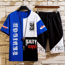 Great Boy Summer Clothing Short Sleeve Suit 2021 New High School Kid 13 Boy 15 Year Old Korean Version 16 Sports Shorts Two Sets