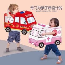 Kids Wearable Car Carton Toys Hand Assembled DIY Made Cardboard Kindergarten TikTok Parent-Child Interaction
