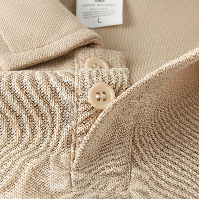 The Texture Is Amazing~ Khaki 290g Heavy Pique Cotton Solid Color Polo Shirt T-Shirt Japanese Style Artistic Turn-Down Collar Short-Sleeve for Women