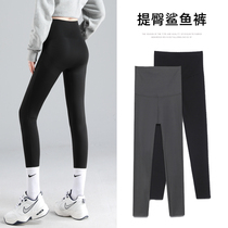Shark pants women wear spring and autumn high waist belly lift hip slim leg tight yoga Barbie thin leggings