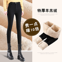 Extra thick lamb velvet leggings women autumn and winter 2021 New wear high waist pencil small feet plus velvet thick black pants