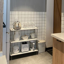 Stainless steel modern minimalist light extravagant kitchenette shelf floor-type multilayer containing Nordic style leaning against wall shelves