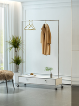 Medieval designer extremely minimalist moving clothes hat rack living room with wheel containing module cabinet ins multifunctional hanging clothes rack