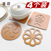 Heat insulation mat wooden cute hollow cartoon table mat household anti-scalding heat-resistant non-slip pot mat creative plate mat