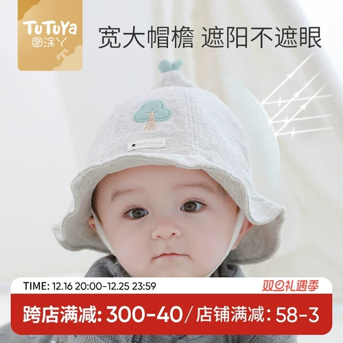 Детская шапка для раннего возраста, хлопковая милая солнцезащитная шляпа с капюшоном, осенняя, защита от солнца