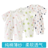 Детское летнее хлопковое боди для новорожденных подходит для мужчин и женщин, марлевая тонкая летняя одежда для девочек, короткий рукав