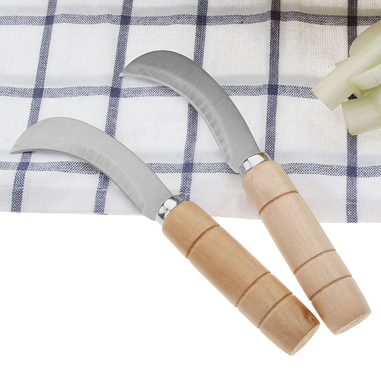 Stainless steel fruit pineapple knife wooden handle peel banana small scimitar sharp peel melon fruit jackfruit vegetable knife