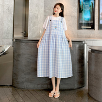 Pregnancy Woman Dress Suit 2022 Spring Summer New Ocean Qi Out Fashion Nets Red Knit Pure Cotton Braces for dress Chaoters