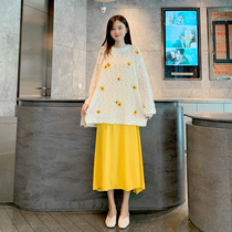 Pregnant womens spring clothing snowspun hymn dress fashion suit out for 2022 spring and summer models new personality Two sets of hot mothers