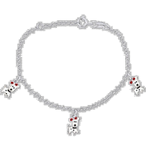 Mimi Max Kids White Dog Charm 2mm Rolo Link Bracelet in 925 Sterling Silver -