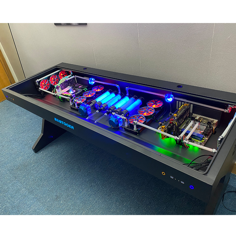 Btooer dual motherboard split water-cooled computer case integrated table electric competition high-end cool special-shaped modular MOD