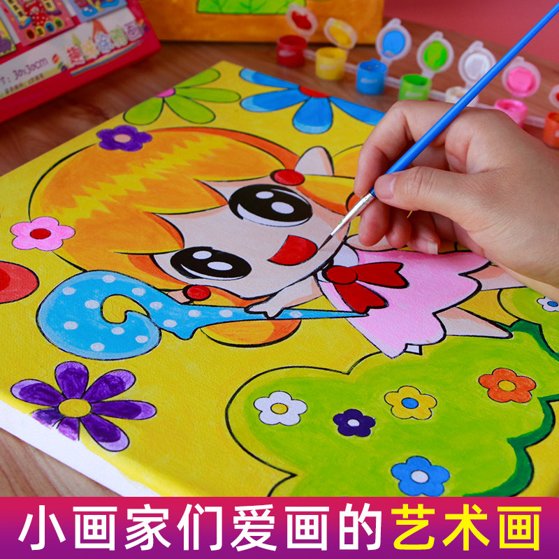 Children's Paint Watercolor Painting Ground Stall Source Kindergarten Graffiti Filled Canvas Painting Coloring Handmade DIY Material