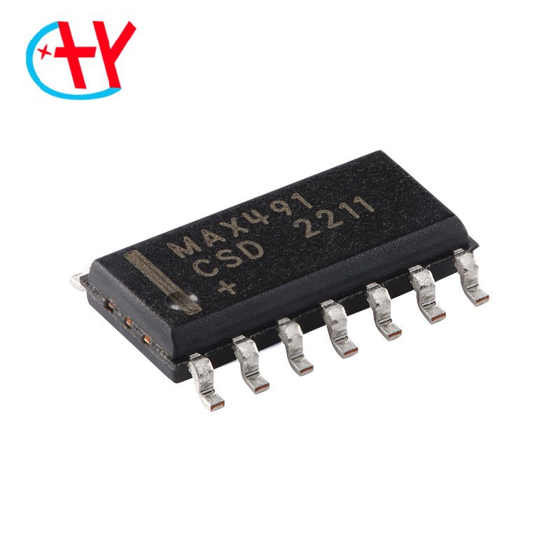 原装MAX491CSD+T SOIC-14低功耗 限摆率 RS-485/RS-422收发器芯片