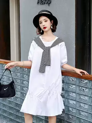 Autumn maternity clothes Summer tide hot mom net red fashion Western style to cover the stomach and not show a loose medium and long version of Western clothes