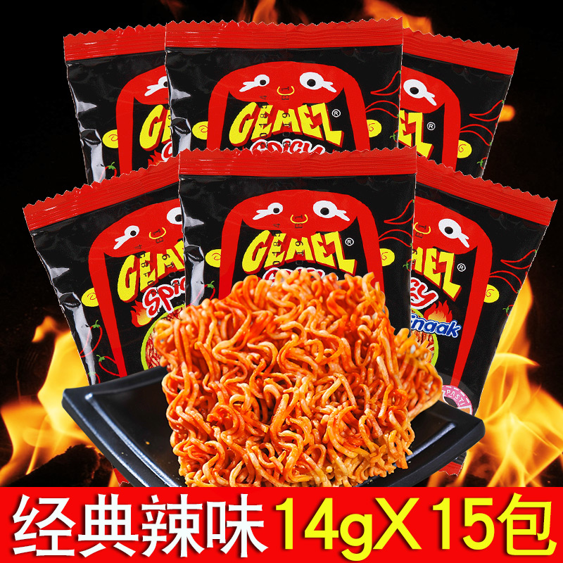 Indonesian imports net red small chicken noodles GEMEZ Leisure puffed food Dry Eats convenient simply noodles spicy and spicy 15 packs