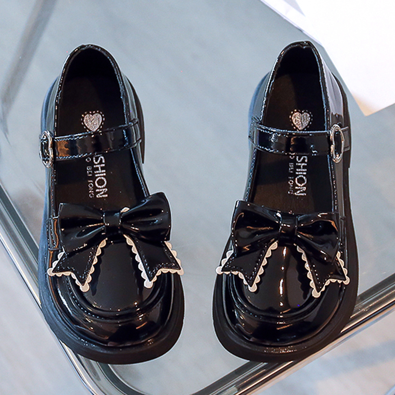 Girls' Black Leather Shoes, Summer 2026 New Style, Children's Princess Shoes, Older Girls' School Style Soft-Soled Single Shoes