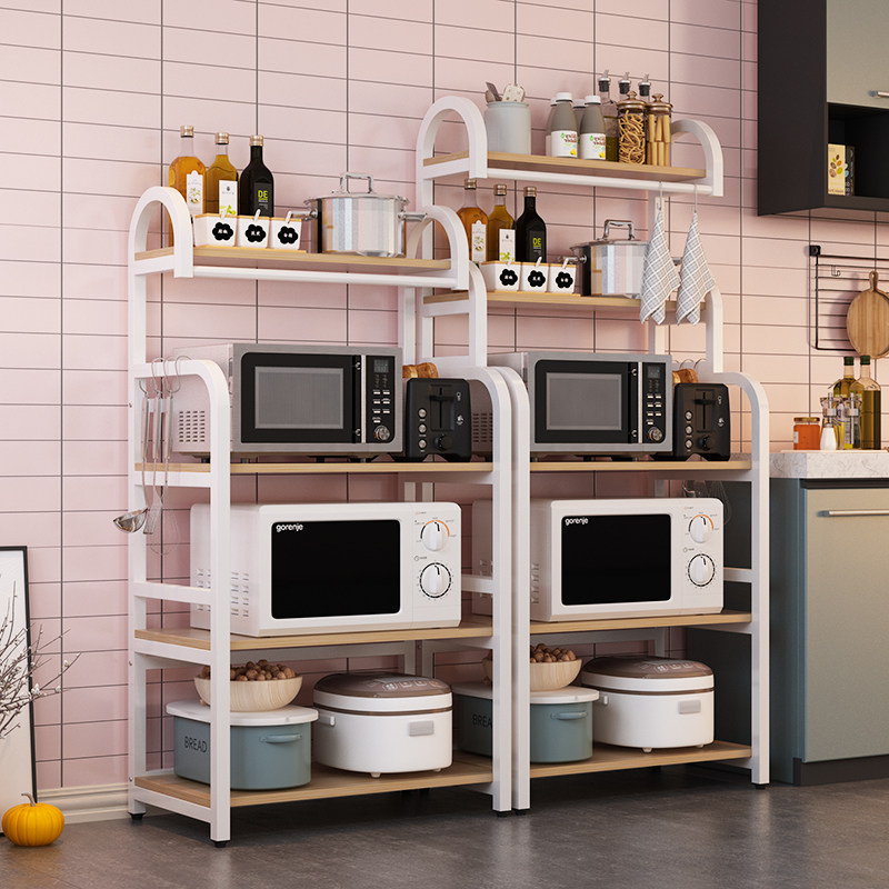Kitchen shelf floor floor multi-layer microwave oven storage oven contains a good multi-function pan