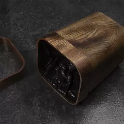Retro imitation wood grain trash can Chinese style Chinese style new Chinese home living room antique style American creative Wood