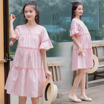 Pregnant womens summer dress fairy Super fairy summer skirt tide mother long dress summer cotton short sleeve doll dress
