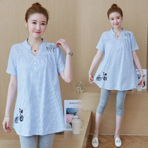 Pregnant Woman Summer Clothing T-shirt Suit Fashion style 2022 Summer Two sleeves Clothing Short Sleeves Loose Foreign Air Medium Long