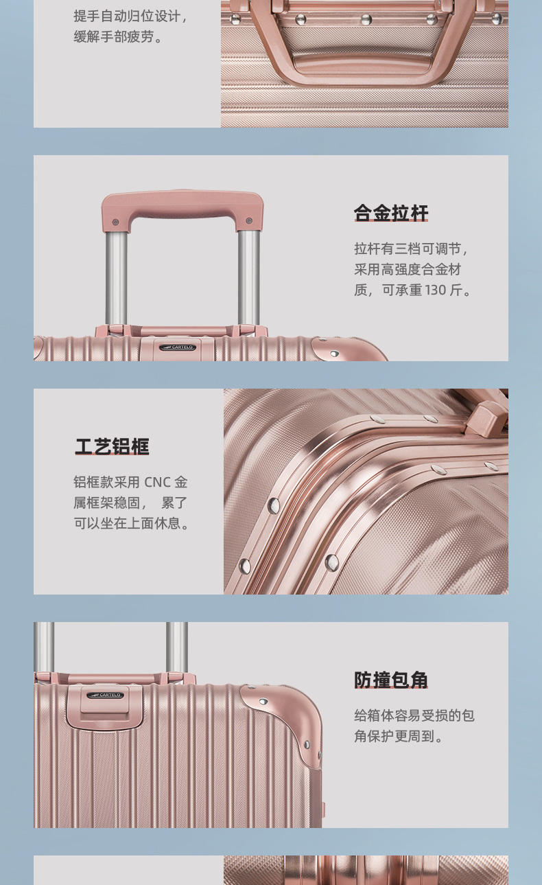 Cartier cá sấu vali nam và nữ sinh viên mật khẩu xe đẩy trường hợp bánh xe phổ quát 26 inch khung nhôm chống trầy hành lý - Va li bamozo