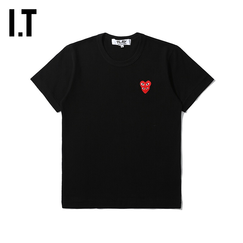 It Cdg Play Comme Des Garçons Rei Kawakubo Women's Short-Sleeve T-Shirt Trendy Heart Patch