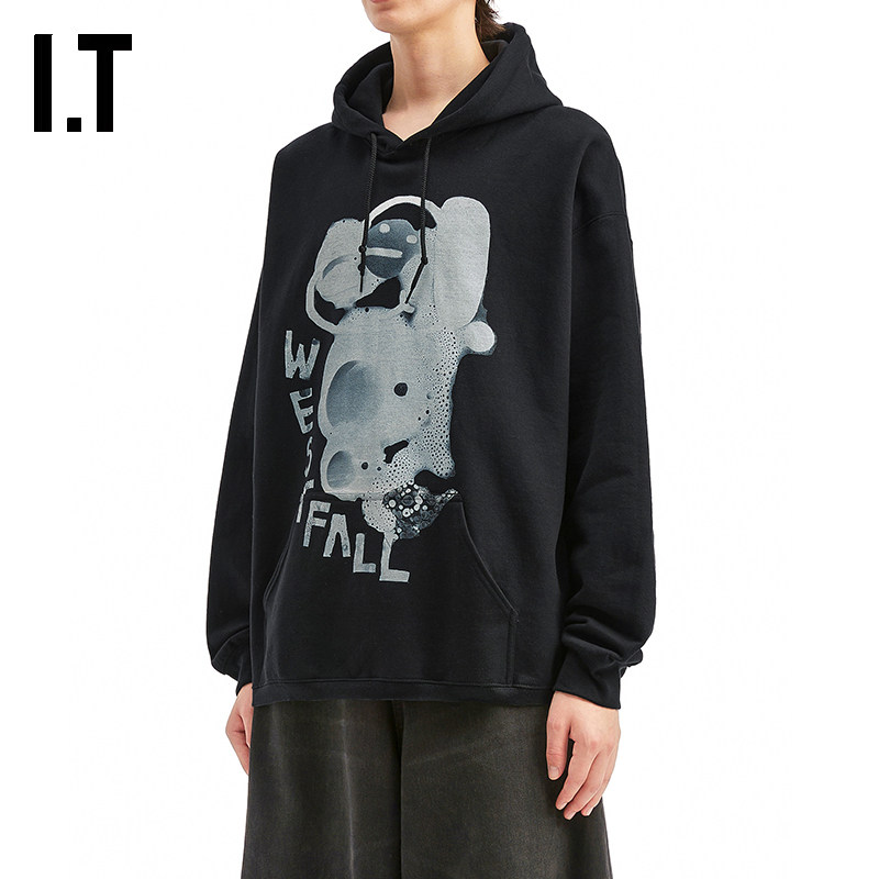 It Westfall Men's Loose Hooded Sweatshirt New Fashion Stylish Pattern Printed Hoodie T034Mp