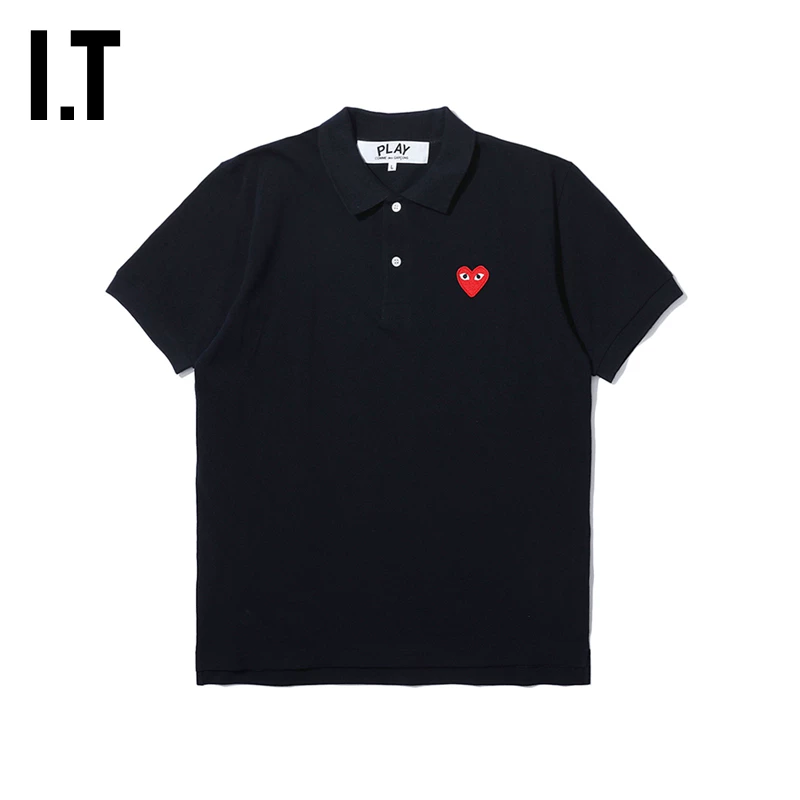It cdg play comme des garçons Kawaku Ling мужская рубашка POLO красная вышивка любви