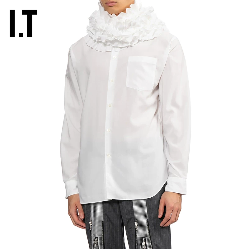 IT CDG COMME des GARCONS HOMME PLUS мужская рубашка с волнистым воротником и длинными рукавами, новый стиль