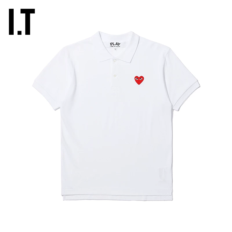 It cdg play comme des garçons Kawaku Ling мужская рубашка POLO красная вышивка любви