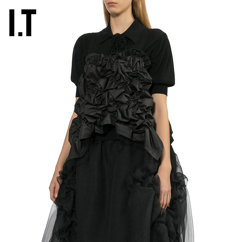 IT CDG трикот COMME des GARCONS женский топ с бретелькой назад 3D рюши боди
