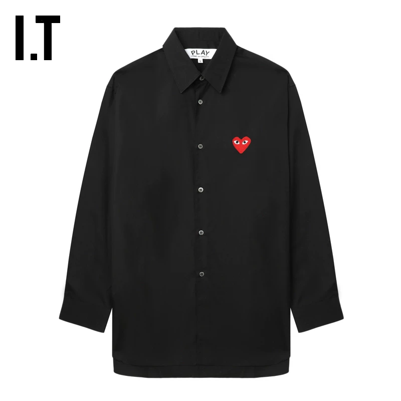 Кожаная куртка IT CDG PLAY COMME des GARCONS Rei Kawakubo пара в обтяжку с лацканом рубашка с длинным рукавом
