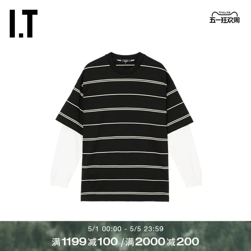 IT CDG COMME des GARCONS HOMME мужская фейковая двухдетная полосатая длинно-рукавная футболка с энергетическим городским стилем