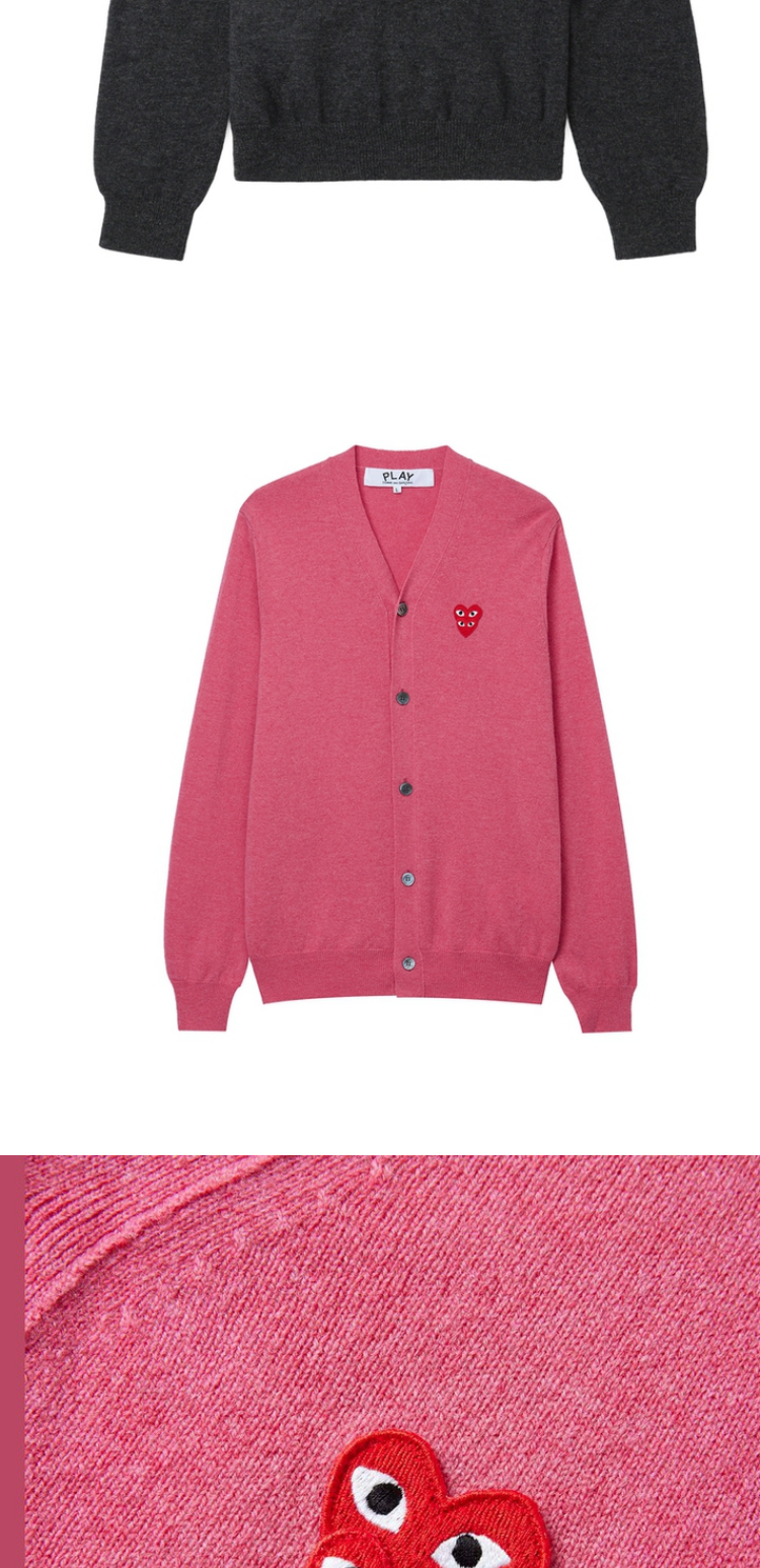 товар из китая it cdg play comme des garcons川久保玲情侣款基础羊毛针织开衫 I.t