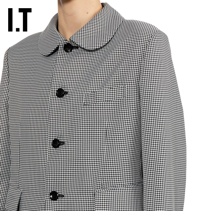 IT CDG COMME DES GARCONS COMME DES GARCONS Women's Houndstooth Pleated Coat