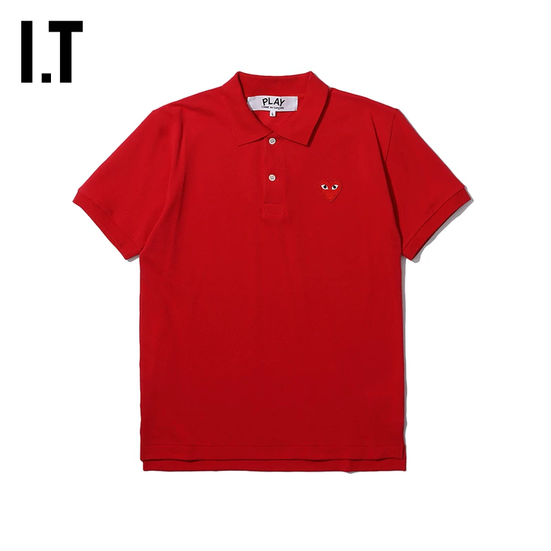 It cdg play comme des garçons Kawaku Ling мужская рубашка POLO красная вышивка любви